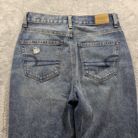 American Eagle Jeans Womens Size 0 Medium Wash Mom Jean Stretch Distressed - Picture 3 of 13